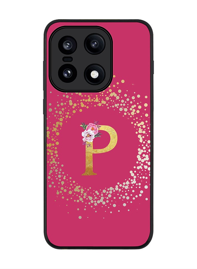 For OnePlus 15 Case,Slim fit Camera Protection, Shockproof Thin Phone cover - Custom Monogram Floral - P ( Deep Pink )